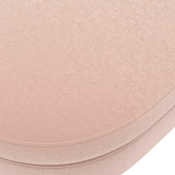 English Elm Ottoman Oval Flannel Storage Bench with Matte Metal Legs for Bedroom or Living Room Pink W487P438632