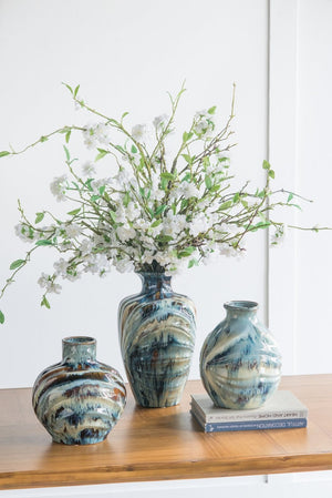 English Elm D8.7x15.5" Ceramic Floor Vase Reactive Glazed Artisan Finish for Mantel or Sideboard W2078P489201