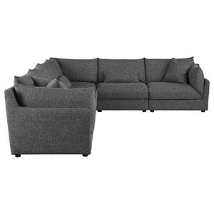 English Elm Tomasina 6-Piece Modular Sectional Sofa - Plush Comfort, Versatile Design & Stylish Barely Black Upholstery B062S01133-GIGA