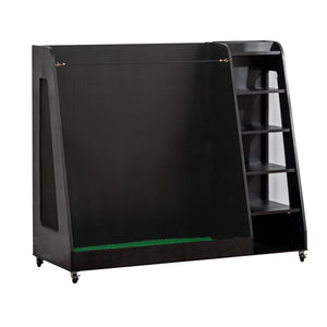English Elm Gray Wooden Golf Organizer Rack with Drawers for Garage Club Bag Shoe Storage Black W1422P296367