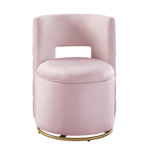English Elm 360° Velvet Swivel Accent Chair with Hidden Storage, Gold Metal Base, Curved Modern Pink Seat W1420P372917