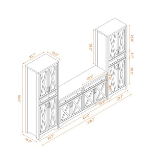 English Elm Tv Cabinet Set - Modern Multifunctional Wall Unit With Storage, Console & Sideboards For Living Room W1162S00010-GIGA