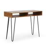 Christopher Knight Home® - Noble House - Conyers Modern Industrial Handcrafted Acacia Wood Storage Desk with Hairpin Legs, Natural and Black