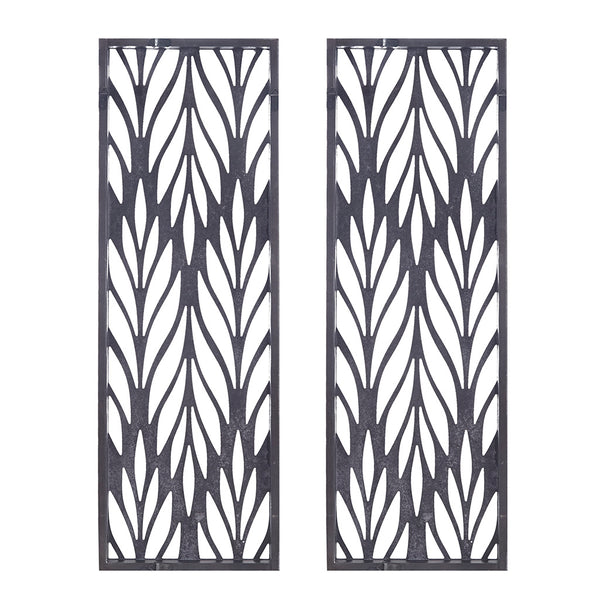 JLA Home Madison Park - Grey Reclaimed Laser-Cut Wood Wall Panels by Emily Warne — 2-Piece 36x12 Botanical Art Décor Set MP95B-0291