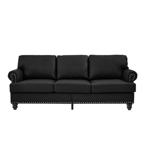 English Elm 83" Modern Classic Three-Seater Sofa with Storage, Upholstered Polyester, Solid Wood Frame, 900lb Capacity Black W1097S00177