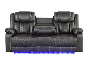 English Elm Challenger Modern Power Reclining Sofa & Loveseat Set With Bluetooth Speakers & Led Ambiance B009S01959
