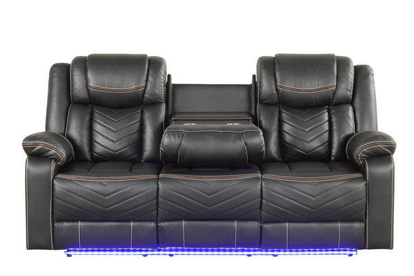 English Elm Challenger Modern Power Reclining Sofa & Loveseat Set With Bluetooth Speakers & Led Ambiance B009S01959