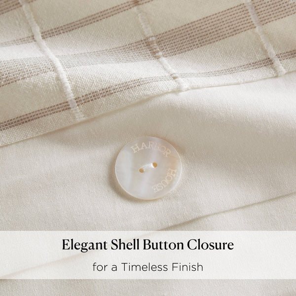 English Elm 3-piece Cotton Yarn Dyed Duvet Cover Set with Jacquard Pompom Stripe Bedding B035P482898