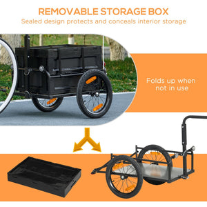 English Elm Aosom Folding Bike Cargo Trailer with Galvanized Base Removable Box and 16 Inch Wheels W2225P200590
