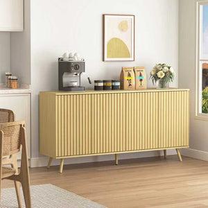 English Elm Sideboard Walnut Credenza with Hexagonal Doors and Adjustable Shelves for Dining Areas W409P327407