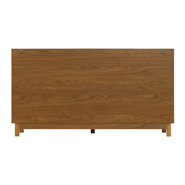 English Elm Modern Fluted 6 Drawer Dresser with Solid Wood Legs Japandi Chest for Bedroom Brown N739S0000013N