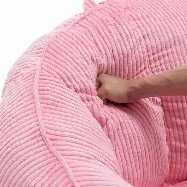English Elm Giant Corduroy Bean Bag with Armrests Shredded Foam Lounge Chair for Living Room Pink W2200P442630