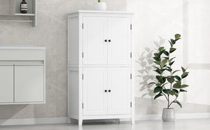 English Elm Elegant Bathroom Floor Storage Cabinet with 4 Doors, Adjustable Shelves, Anti-Tip Design, 28"L x 15"W White N725P188461K