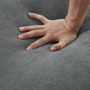 English Elm 83" Sectional Sofa with Hidden Storage, Movable Ottoman Bed, Ergonomic Curved Arms & Six Pillows Grey N719S001960E