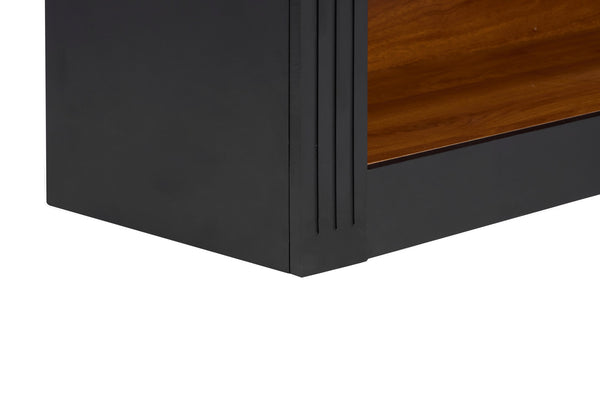 English Elm Bookcase, 4-Shelf Tall Arched Bookshelf 45.66" MDF Sturdy Open Display Organizer with Anti-Tip Safety (Black) W3123P333708