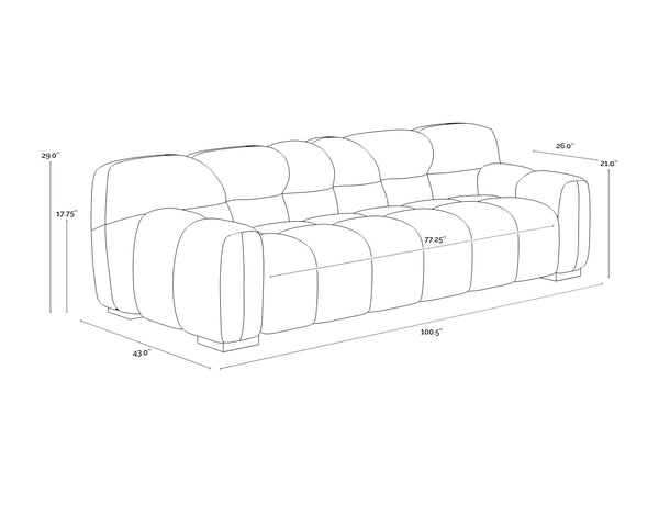 Sunpan Romy Sofa - Plush Meg Gold Upholstery & Distressed Brown Birch Legs for Ultimate Comfort & Style