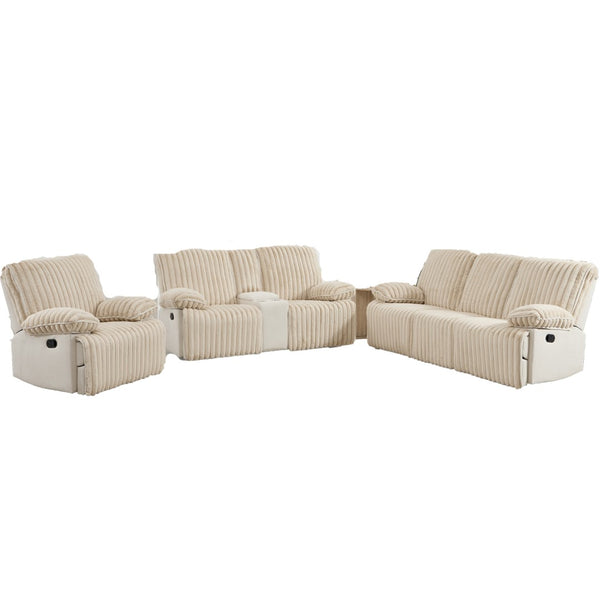English Elm Manual Wall Hugger Reclining Sofa Set Corduroy Upholstered with Hidden Cup Holders W3900S00005