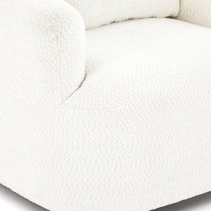 English Elm 360° Swivel Chair with Boucle Upholstery, Deep Pocket-Spring Seat, Ergonomic Curved Arms & Minimalist Design for Living Room Comfort Beige N719P288552A