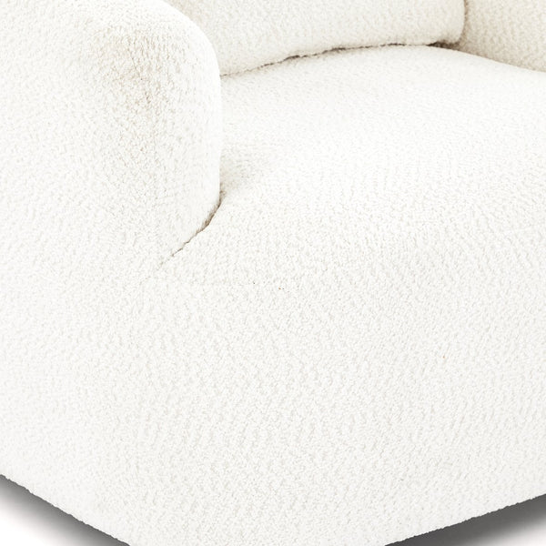 English Elm 360° Swivel Chair with Boucle Upholstery, Deep Pocket-Spring Seat, Ergonomic Curved Arms & Minimalist Design for Living Room Comfort Beige N719P288552A