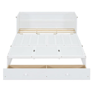 English Elm Queen Murphy Wall Bed with Pull Out Drawer and Built in Usb Charging Cabinet White N708P205905K
