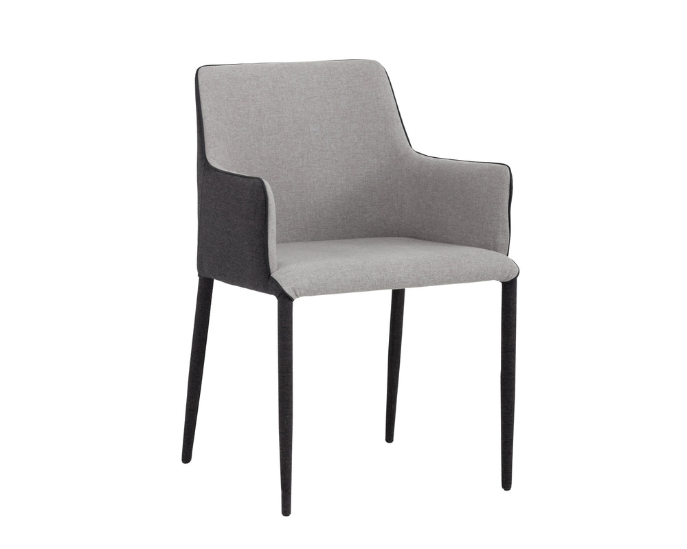 Sunpan Renee Modern Dining Armchair in Armour Grey & Dark Slate - Stylish, Comfortable & Space-Saving Design