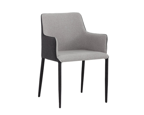 Sunpan Renee Modern Dining Armchair in Armour Grey & Dark Slate - Stylish, Comfortable & Space-Saving Design