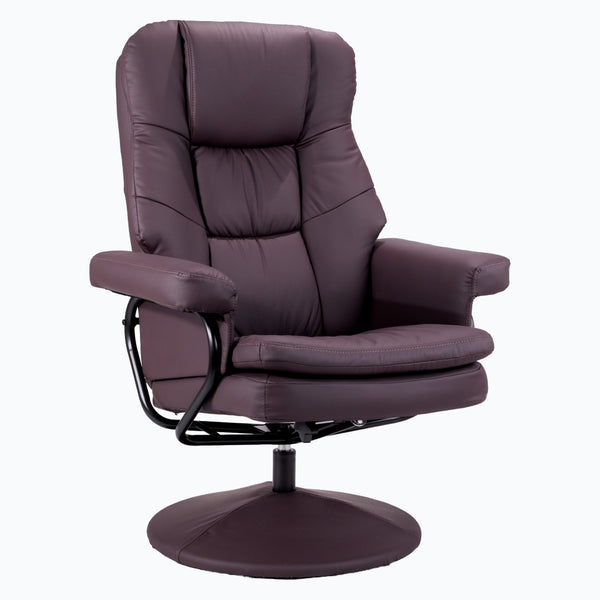 English Elm Swivel Faux Leather Manual Recliner with Ottoman Ergonomic Lounge Chair for Living Room W1622P460958