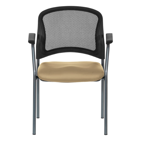 OSP Home Furnishings Progrid Mesh Back Stackable Chair with Titanium Frame for Conference Rooms Buff 86710R-R104