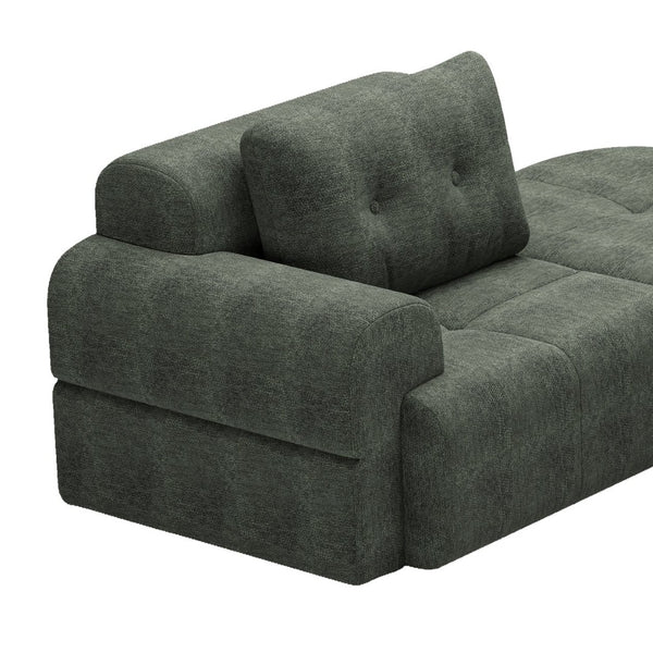 English Elm Modular Sectional Sofa with Chaise Full Foam Build Woven Fabric for Living Room Blackish Green W2379S00006