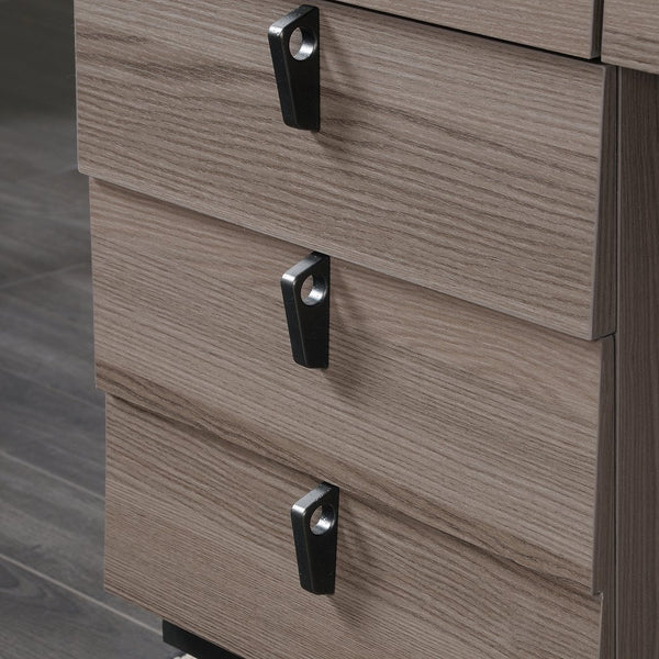 English Elm Executive Desk - Modern Brown Finish With Ample Workspace, Smart Storage & Durable Metal Base B356P402792