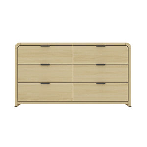 English Elm Dresser Six Drawer Solid Oak Media Console for Bedroom Living Room Entryway Storage B365S00144
