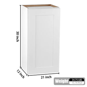 English Elm White Solid Wood Wall Cabinet - 1 Door, 2 Adjustable Shelves For Kitchen, Bathroom, Laundry Storage T2950P366450-GIGA