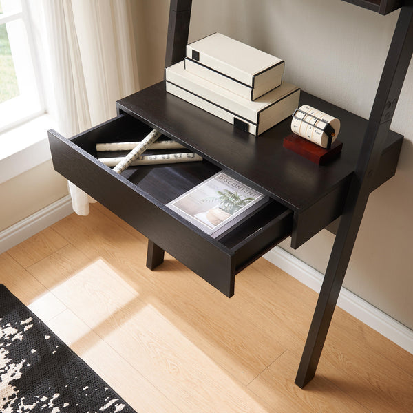 English Elm Home Office Desk – Modern Ladder-Style Writing Table With One Drawer And Two Shelves For Storage B107P302907