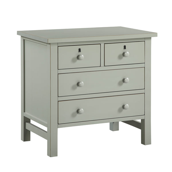 English Elm Georgina Distressed 4-Drawer Nightstand with French Dovetail Drawers and Decorative Faux Keyholes, 32" Antique Grey B050P376954