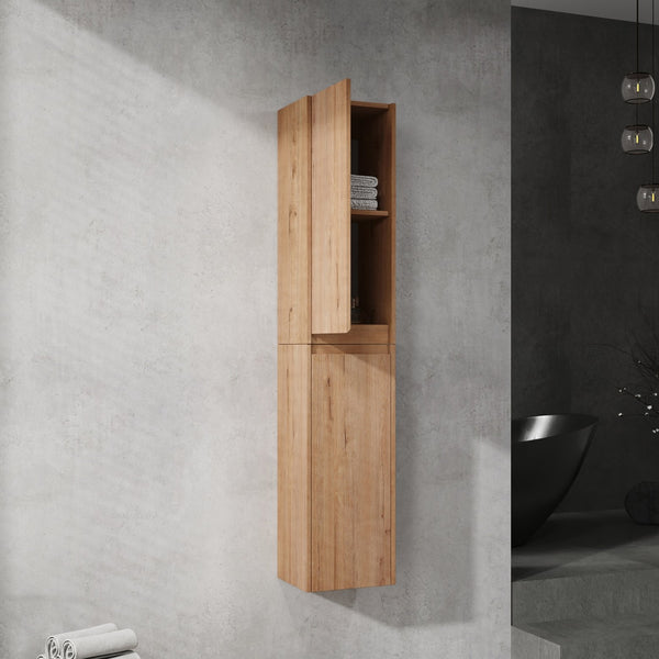 English Elm 12" Bathroom Side Cabinet - Sleek Wall-Mounted Organizer With Soft-Close Doors & Stylish Design W999S00216