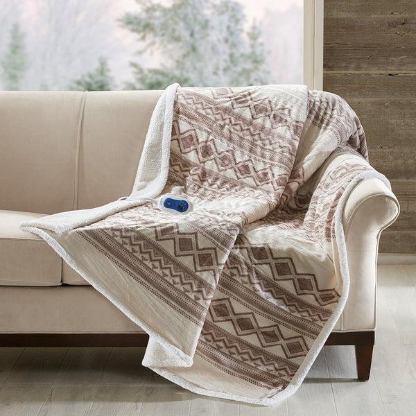 JLA Home Woolrich - Oversized Heated Throw with Faux Mink & Berber Reverse, Low EMF, 3 Heat Settings, OEKO-TEX, 5yr Warranty WR54-1775