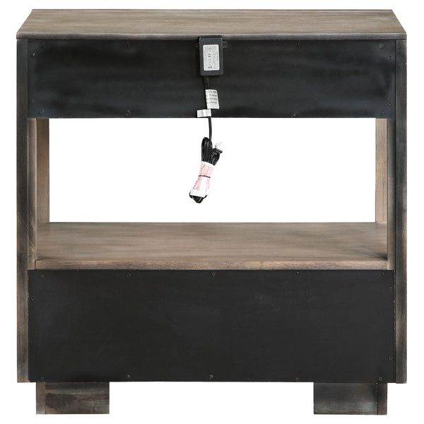 English Elm Prescott Modern Taupe Oak Nightstand with Mitered Trim, 2 Drawers + Open Shelf for Stylish Storage B062P375999