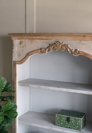 English Elm 47x16.5x75" Five Tier Fir Wood Bookcase Ornate Farmhouse Open Shelving Display Unit W2078P484435
