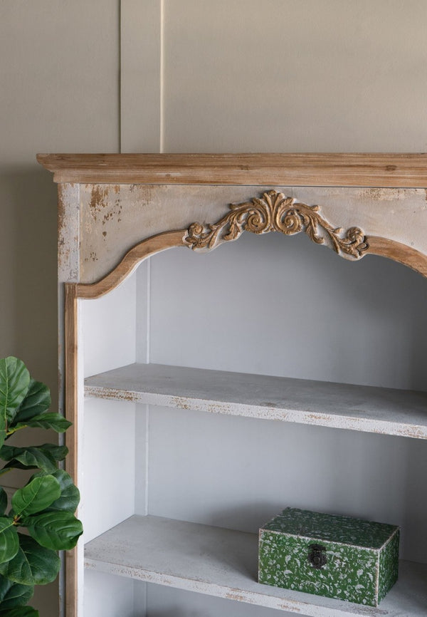 English Elm 47x16.5x75" Five Tier Fir Wood Bookcase Ornate Farmhouse Open Shelving Display Unit W2078P484435