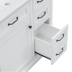 English Elm [video] 36 Inch Freestanding Bathroom Vanity Rubberwood Cabinet with Ceramic Sink Storage White N759P313315K