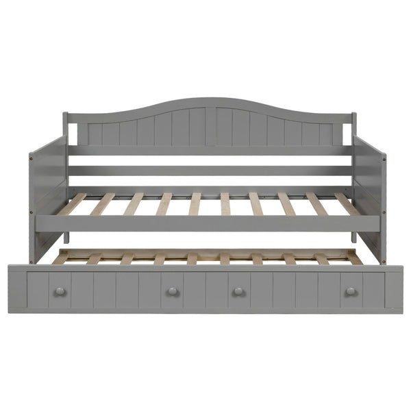 English Elm Twin Cottage Beadboard Daybed with Pull Out Trundle Solid Pine Guest Room Frame N708P357100E