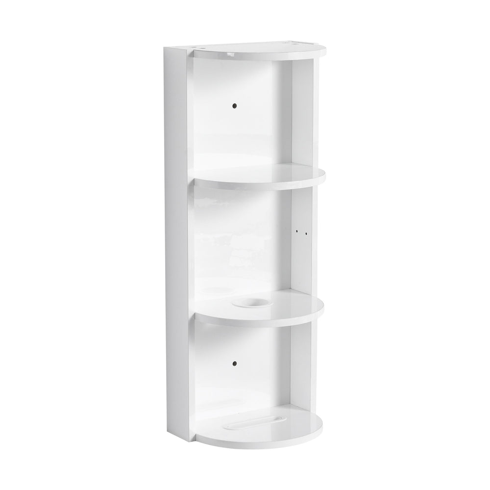 English Elm 12" Bathroom Wall-Mounted Storage Rack with Three-Tier Floating Shelves, Durable Scratch-Resistant Plywood Organizing Solution Glossy White W999P277165