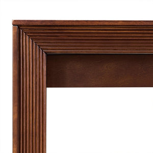 English Elm Fluted Counter Height Dining Set Narrow Bar Console with Upholstered Stool Retro Wood Walnut W1202P330890