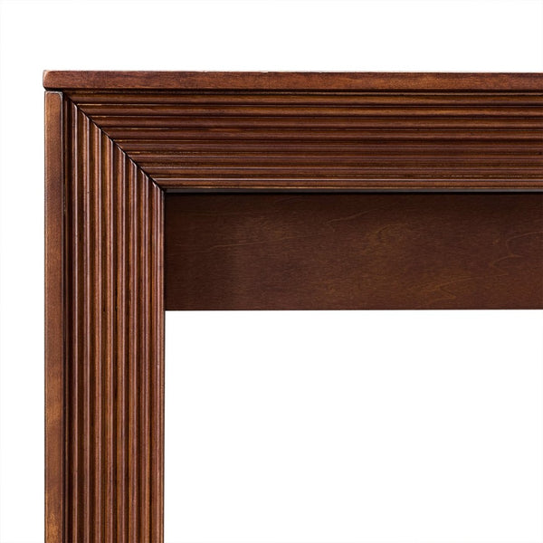 English Elm Fluted Counter Height Dining Set Narrow Bar Console with Upholstered Stool Retro Wood Walnut W1202P330890