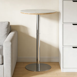 English Elm Rock Slab Round Bar Table with Gold Stainless Steel Base for Modern Home Entertaining W2920P443468