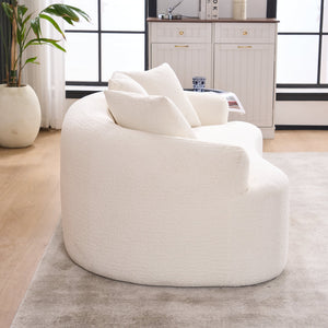 English Elm LY-025S Curved Loveseat Compact 65" Space-Saving Chenille Upholstery, 30D Foam+Spring Comfort White W2231P261287