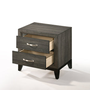 English Elm Weathered Weathered Grey 2-Drawer Nightstand with Rustic Finish, Ample Storage, Compact 25"H x 24"W B062P209015