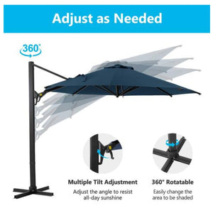 English Elm 11 Ft Cantilever Patio Umbrella Upf 50 Plus Aluminum Pole with Foot Pedal Rotation B082P454951
