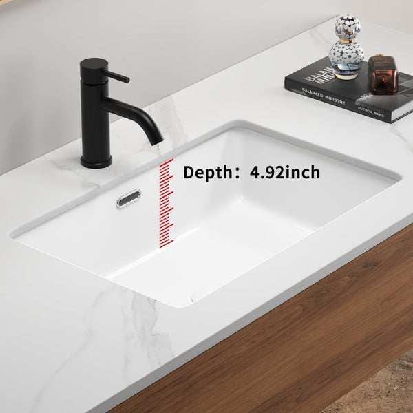 English Elm Undermount Ceramic Kitchen Sink Single Bowl Glossy White Farmhouse Basin 8 Inch Deep W3402P326515
