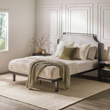 Upholstered Traditional Metal Queen Bed Grey MMIB5CGY Walker Edison